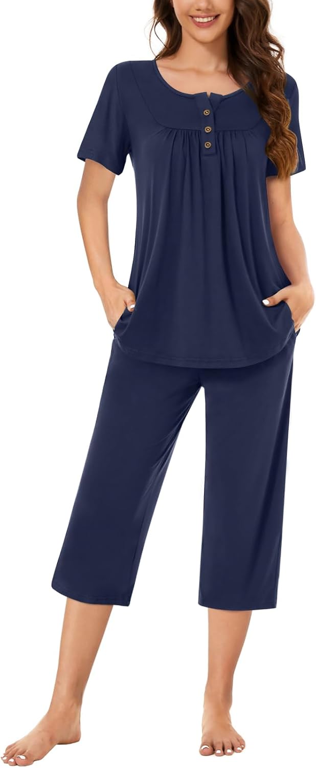 Women’s Henley Capri Pajama Set