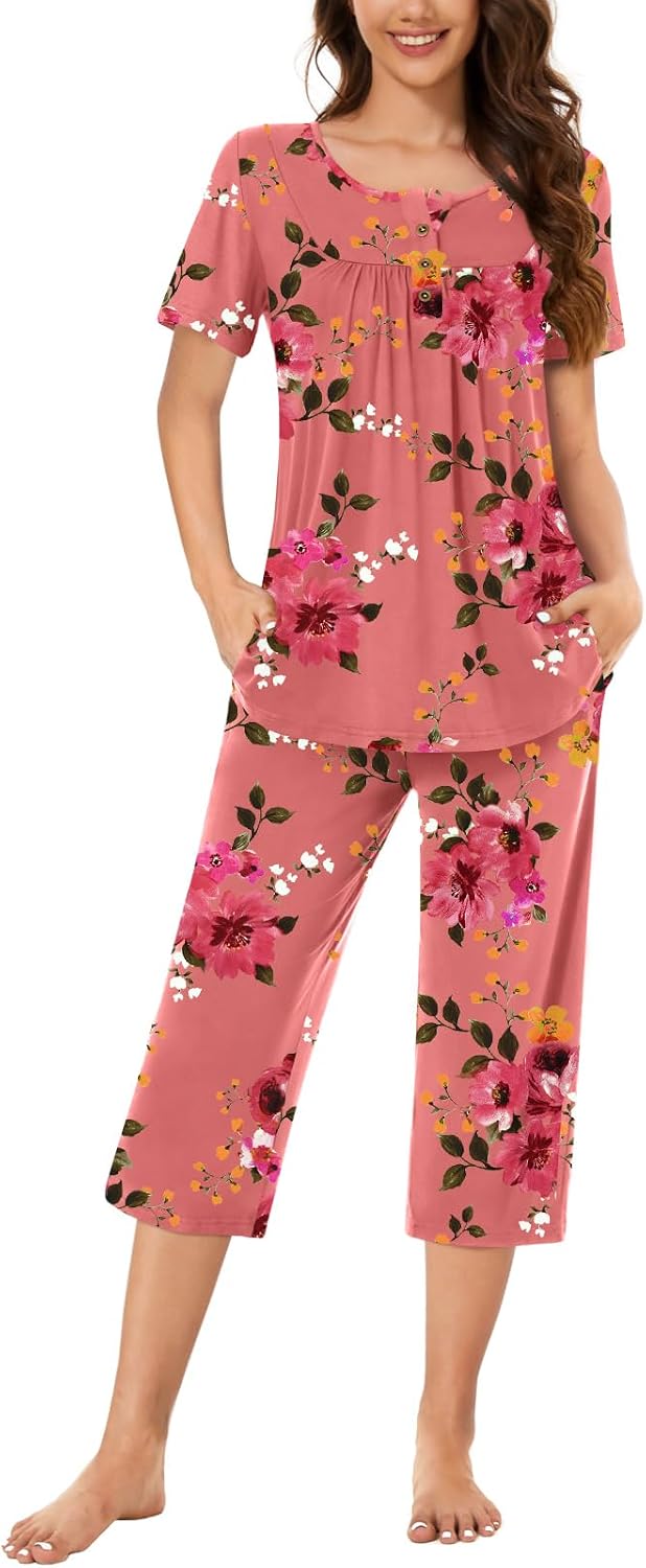 Women’s Henley Capri Pajama Set