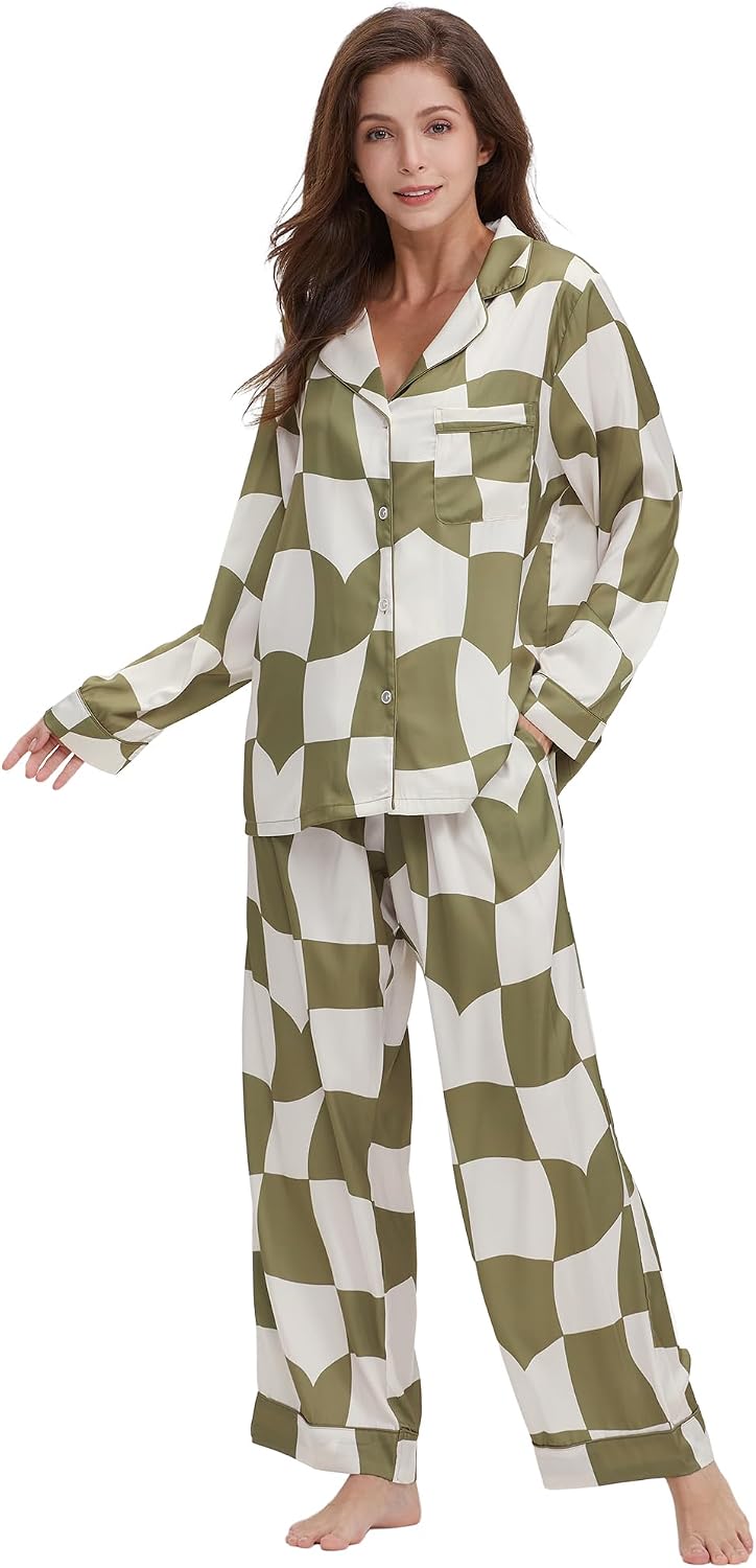 Women’s Satin Button Pajama Set