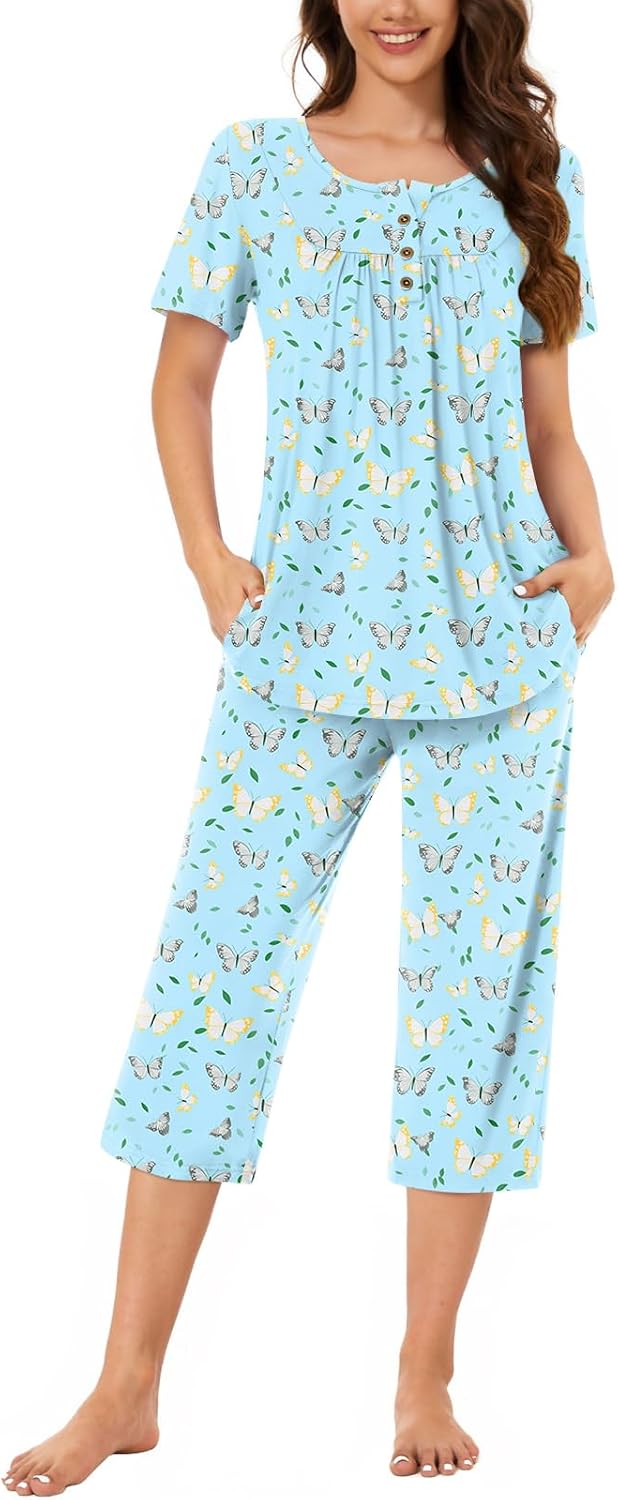 Women’s Henley Capri Pajama Set