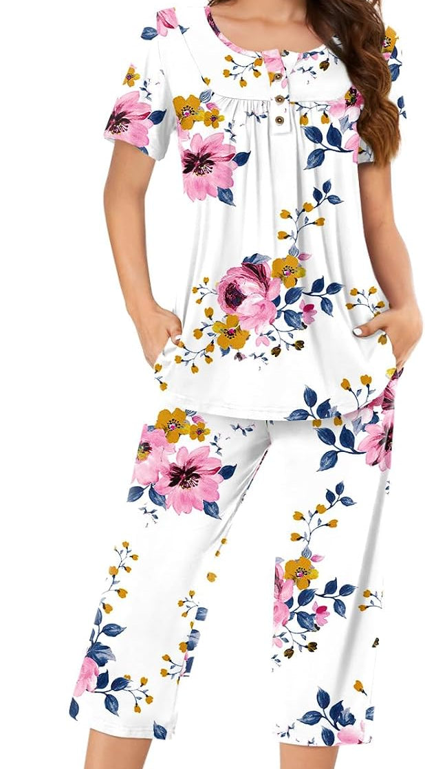 Women’s Henley Capri Pajama Set