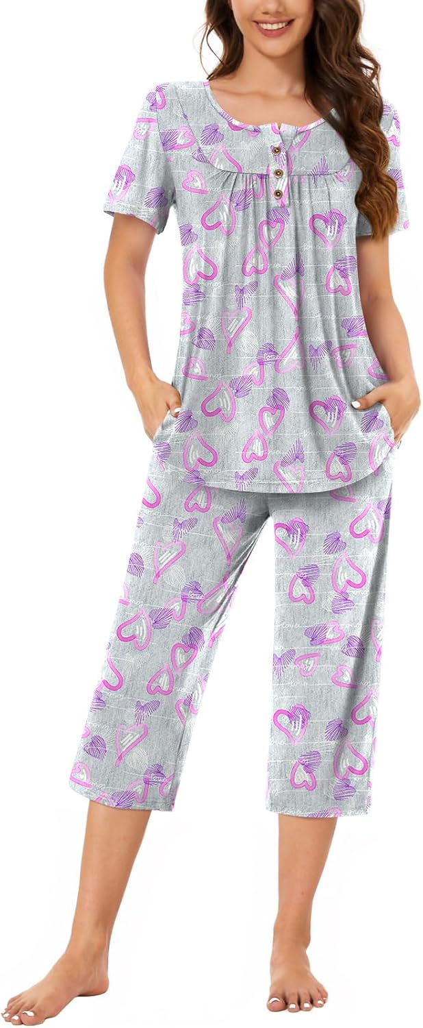 Women’s Henley Capri Pajama Set