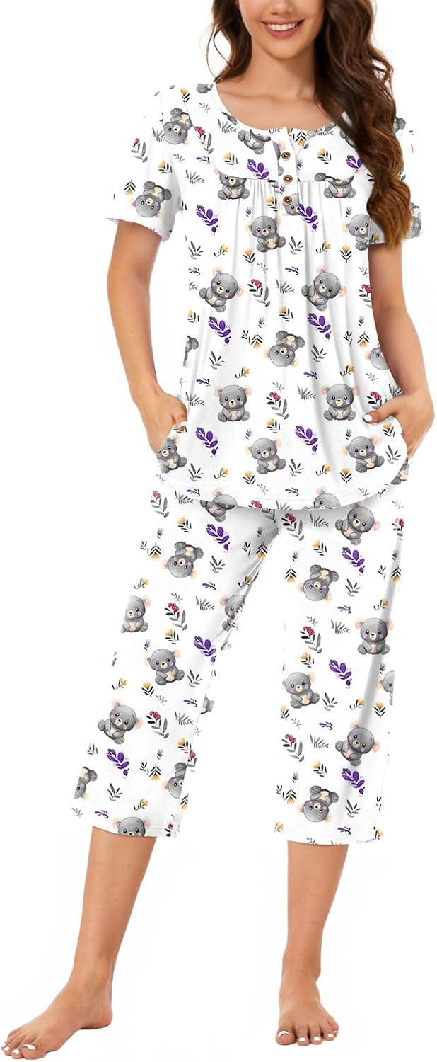 Women’s Henley Capri Pajama Set