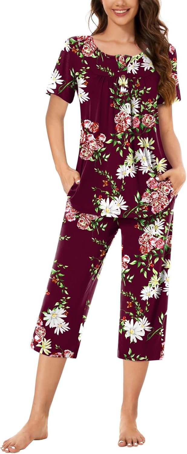 Women’s Henley Capri Pajama Set