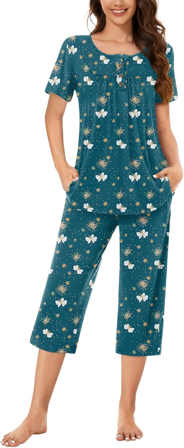 Women’s Henley Capri Pajama Set