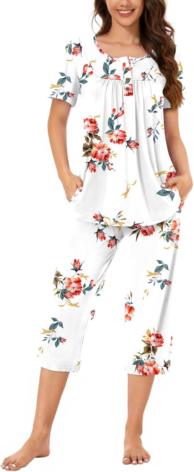 Women’s Henley Capri Pajama Set