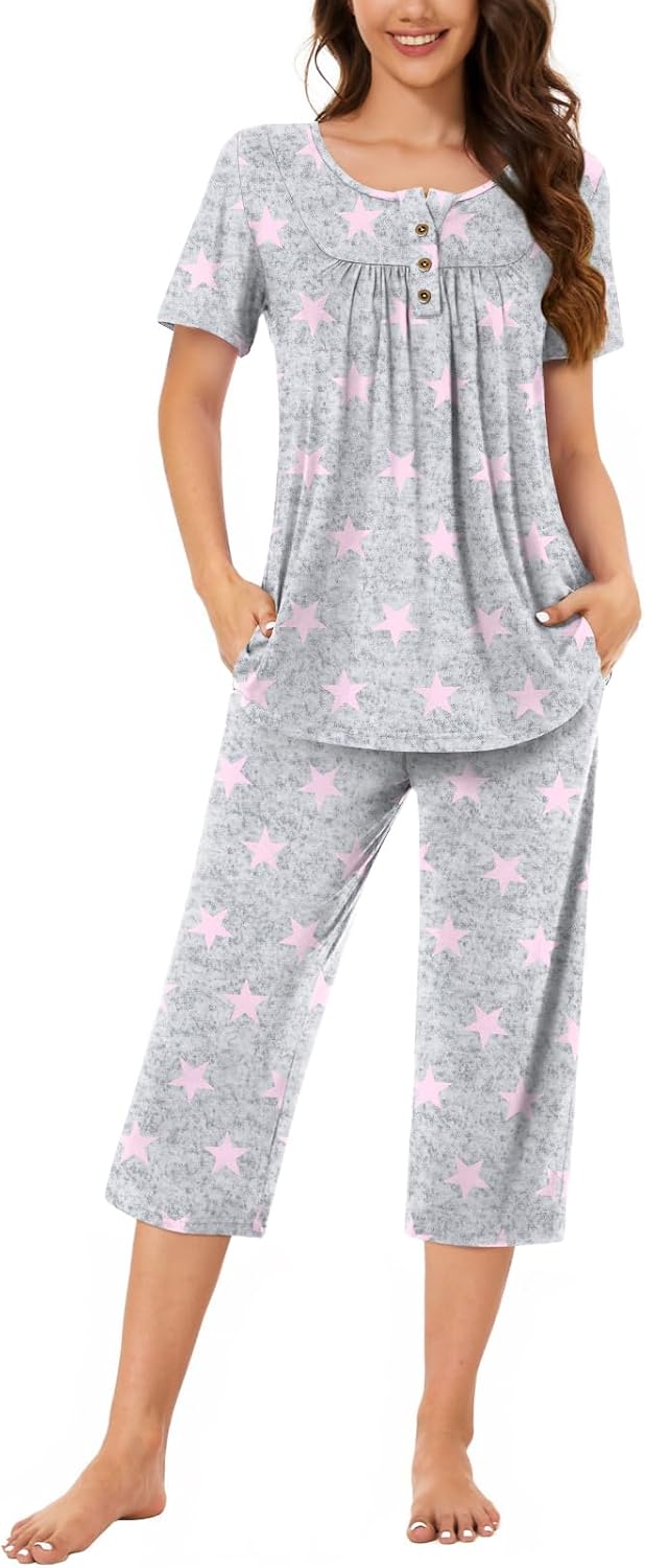 Women’s Henley Capri Pajama Set