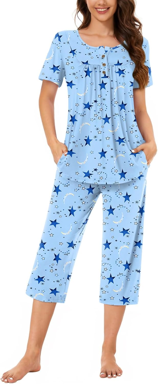 Women’s Henley Capri Pajama Set