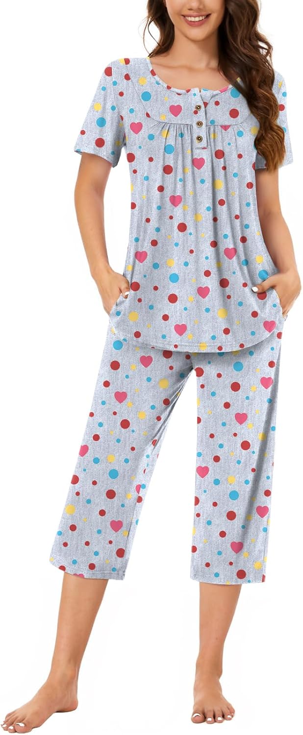 Women’s Henley Capri Pajama Set