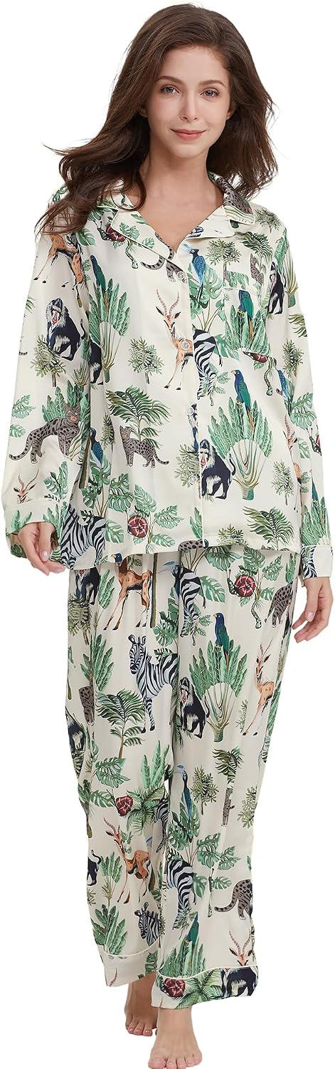 Women’s Satin Button Pajama Set