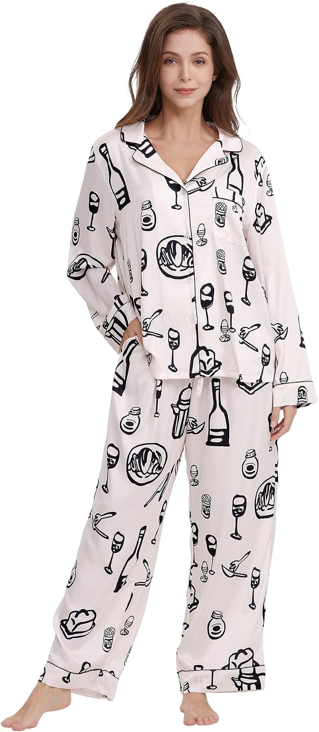 Women’s Satin Button Pajama Set