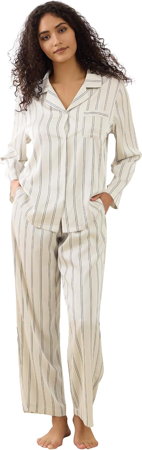 Women’s Satin Button Pajama Set