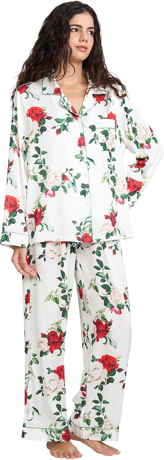Women’s Satin Button Pajama Set