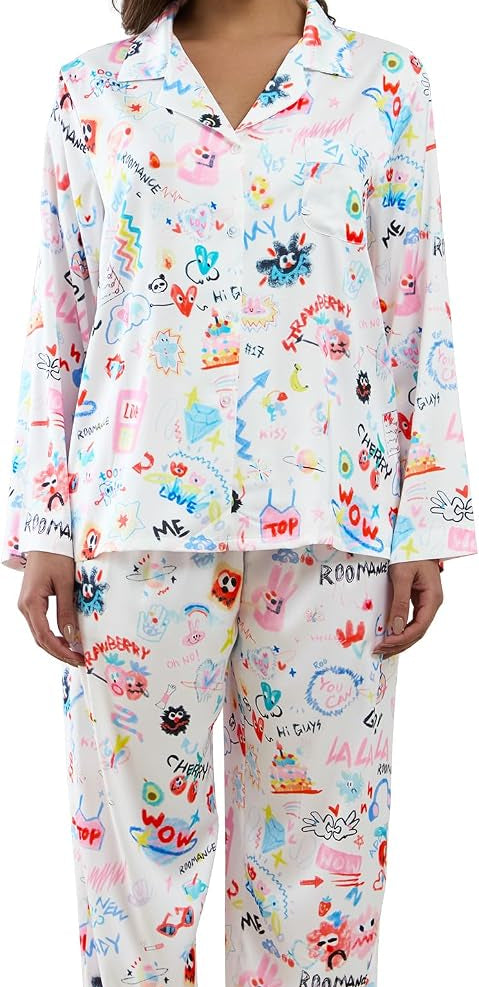 Women’s Satin Button Pajama Set