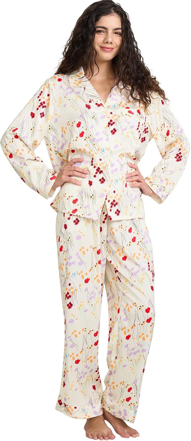 Women’s Satin Button Pajama Set