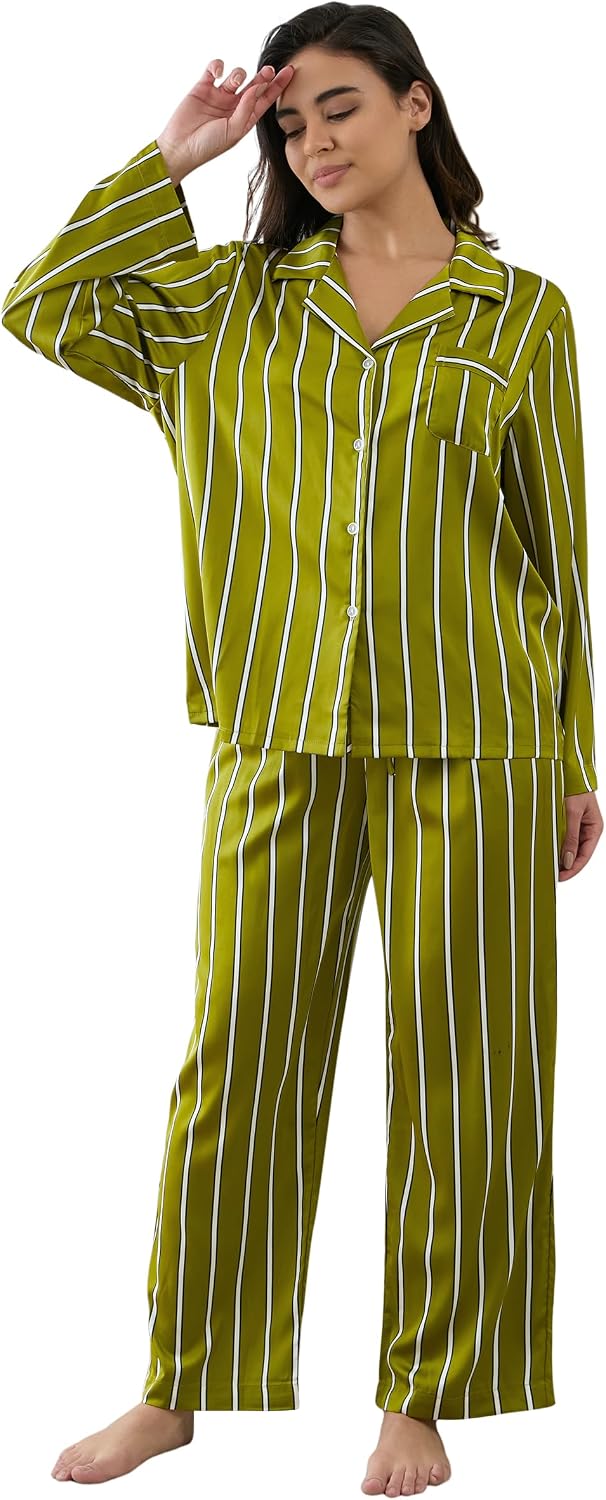Women’s Satin Button Pajama Set