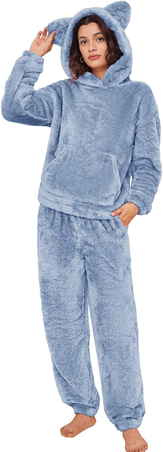 Women's Fleece Bear Ear Pajama Set