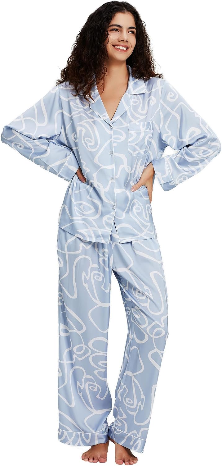 Women’s Satin Button Pajama Set