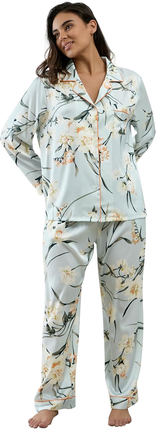 Women’s Satin Button Pajama Set
