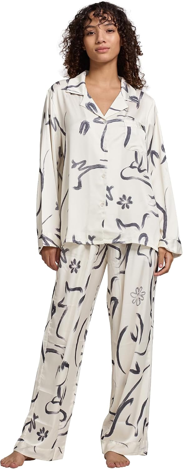 Women’s Satin Button Pajama Set