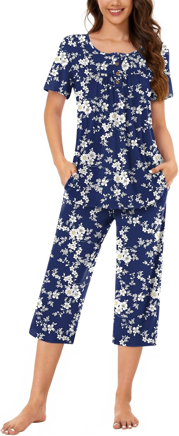 Women’s Henley Capri Pajama Set