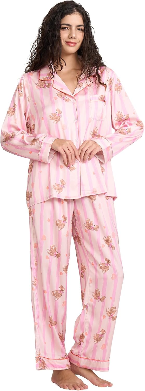 Women’s Satin Button Pajama Set