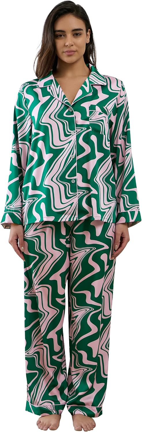 Women’s Satin Button Pajama Set