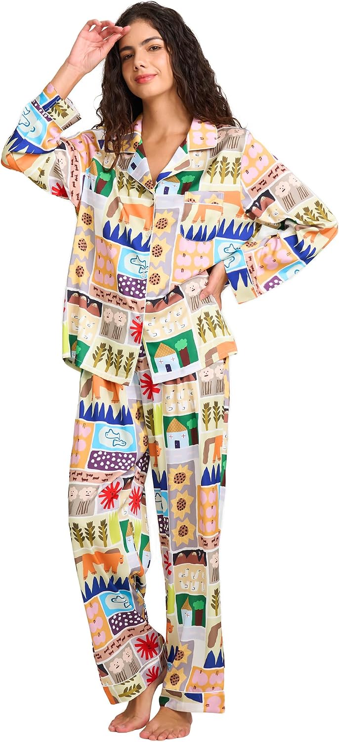 Women’s Satin Button Pajama Set