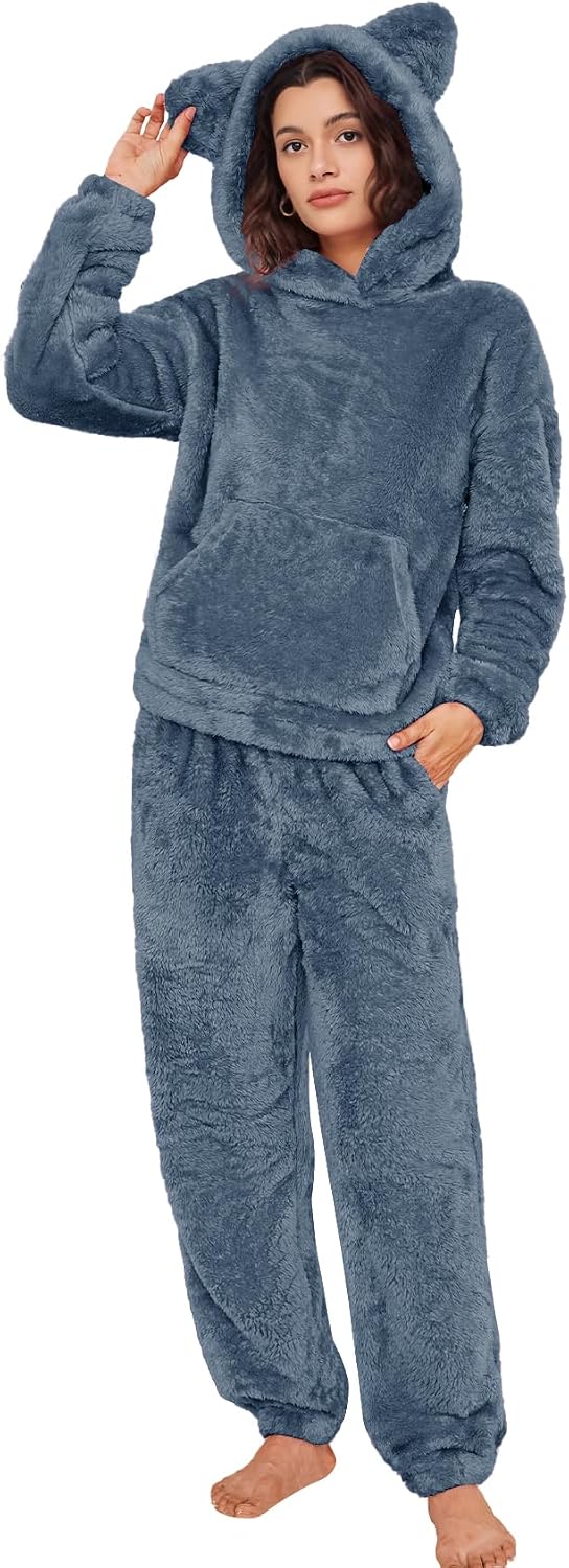 Women's Fleece Bear Ear Pajama Set