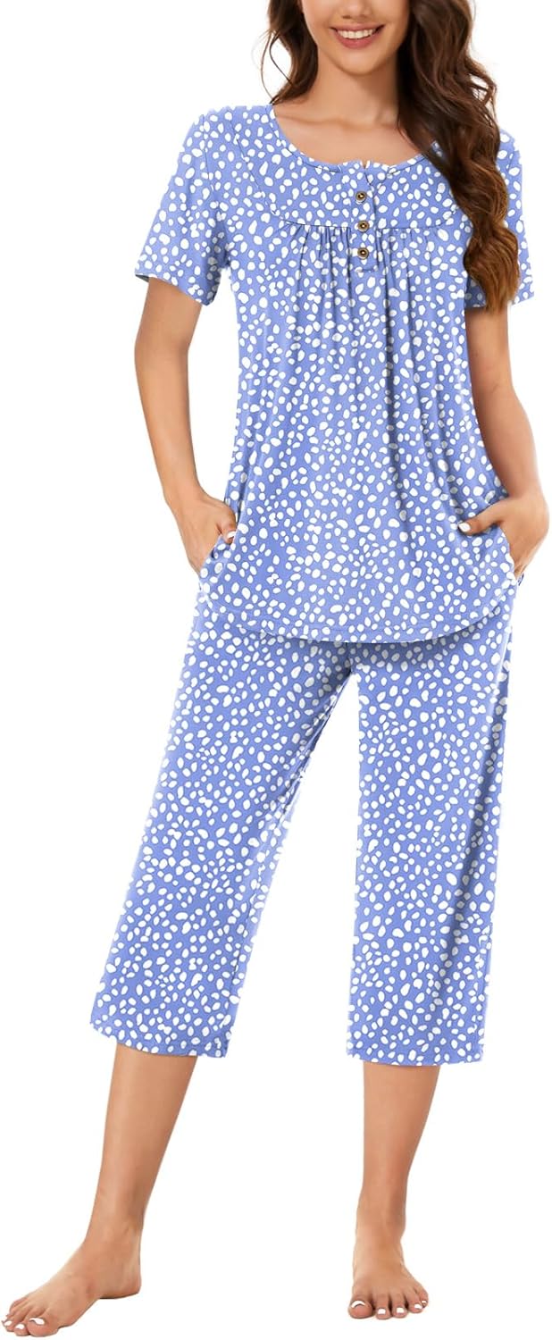 Women’s Henley Capri Pajama Set