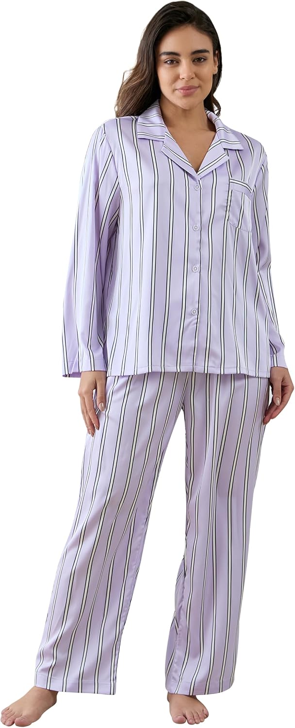 Women’s Satin Button Pajama Set
