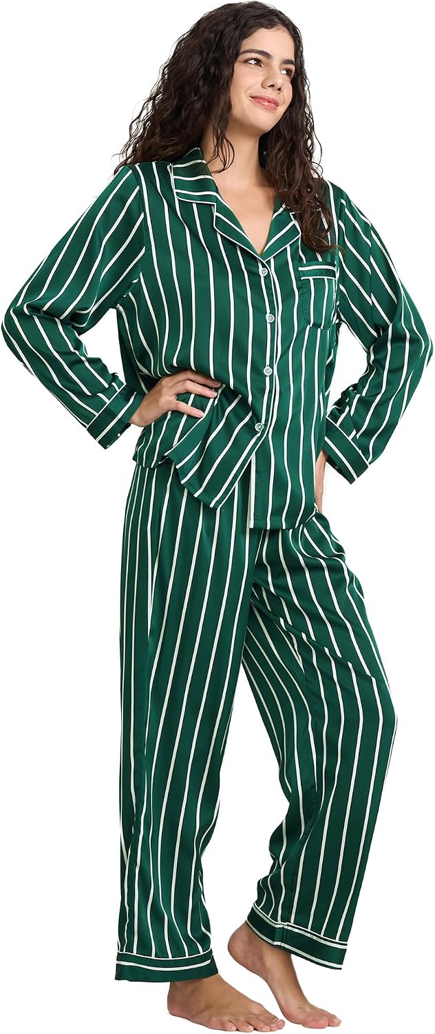 Women’s Satin Button Pajama Set