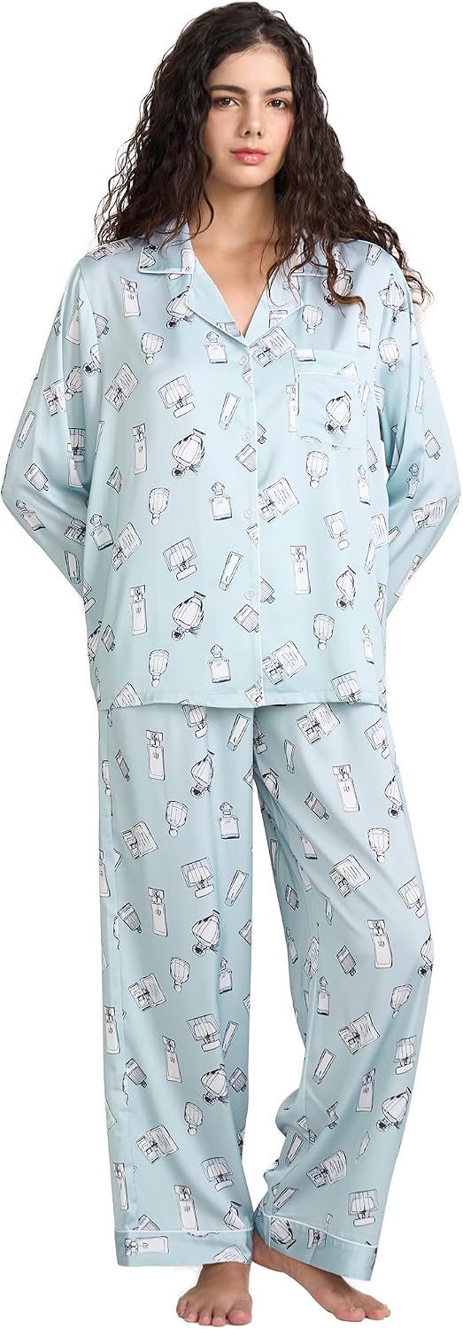 Women’s Satin Button Pajama Set