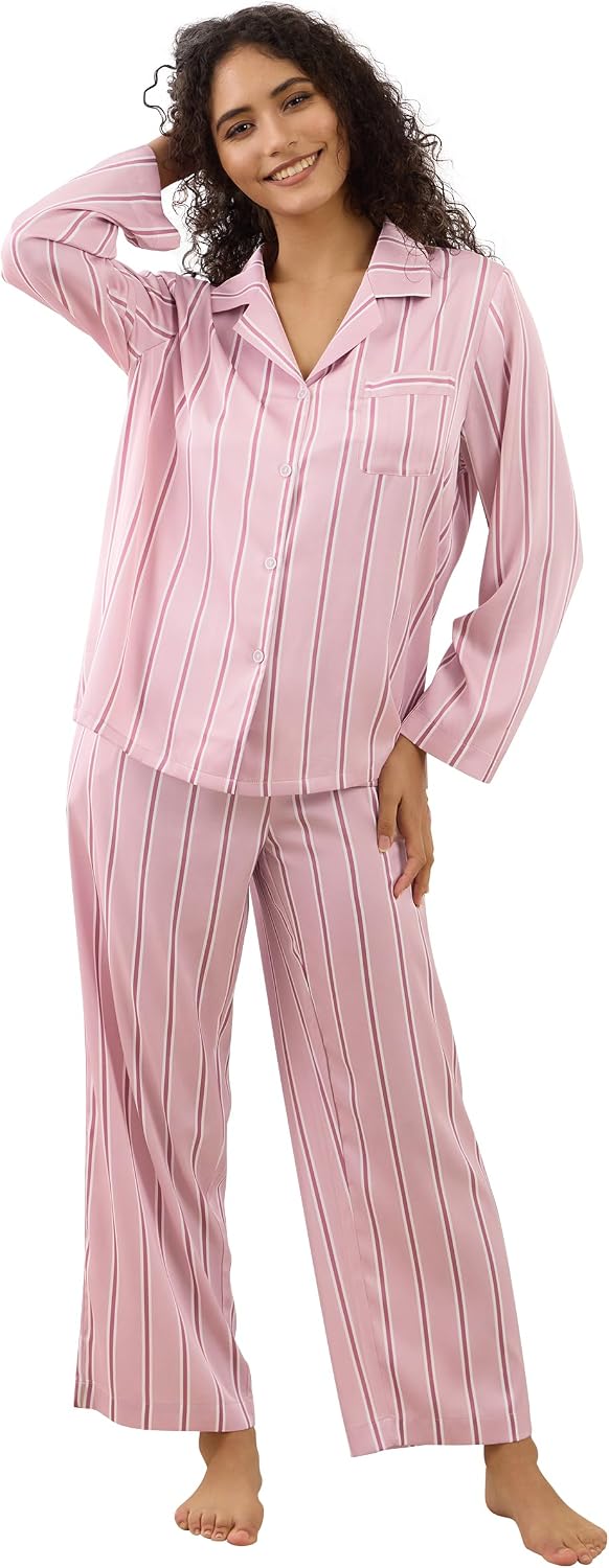 Women’s Satin Button Pajama Set