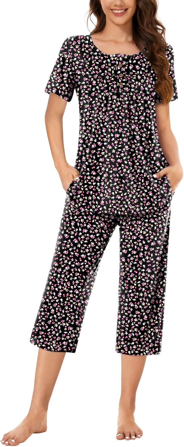 Women’s Henley Capri Pajama Set
