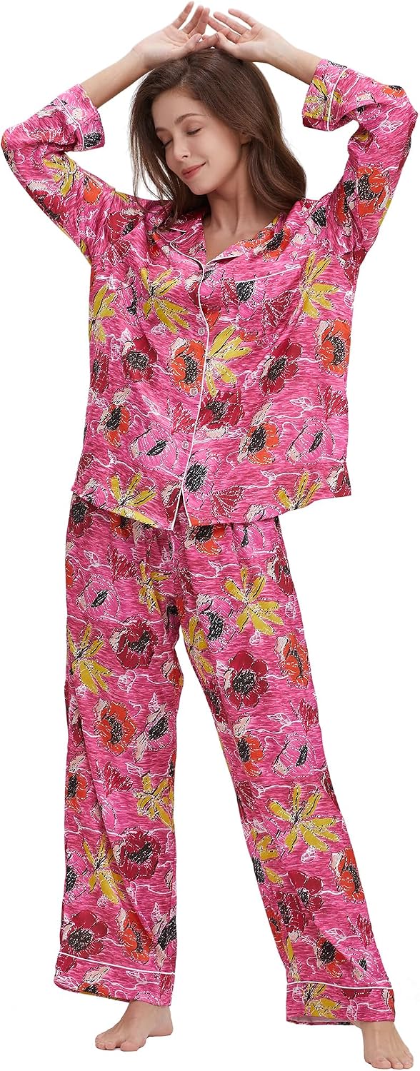 Women’s Satin Button Pajama Set