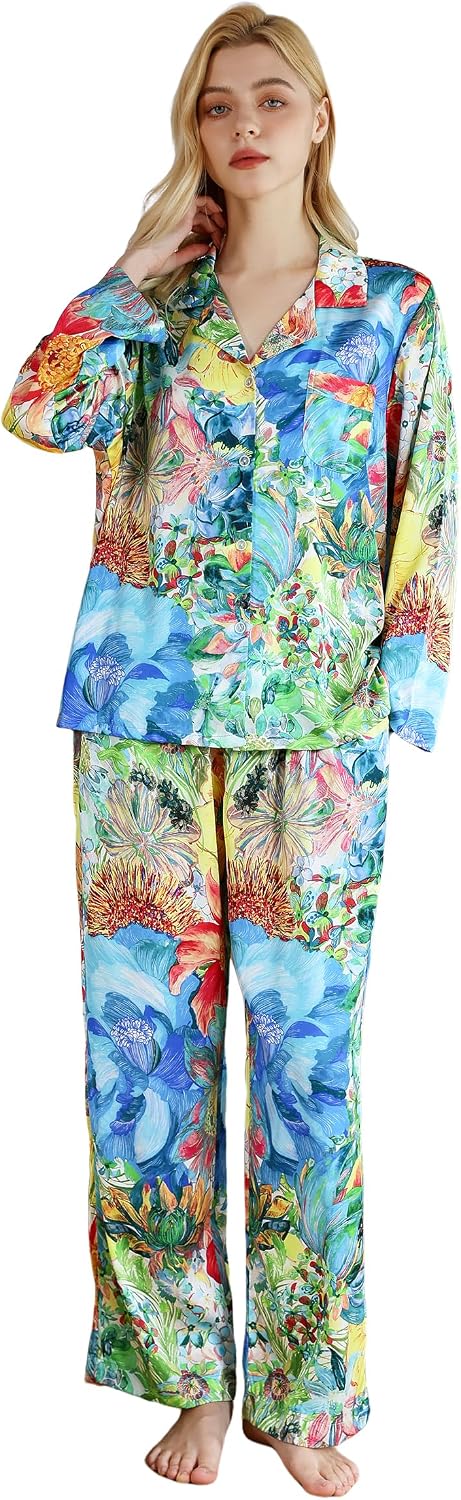 Women’s Satin Button Pajama Set