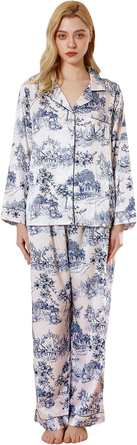 Women’s Satin Button Pajama Set