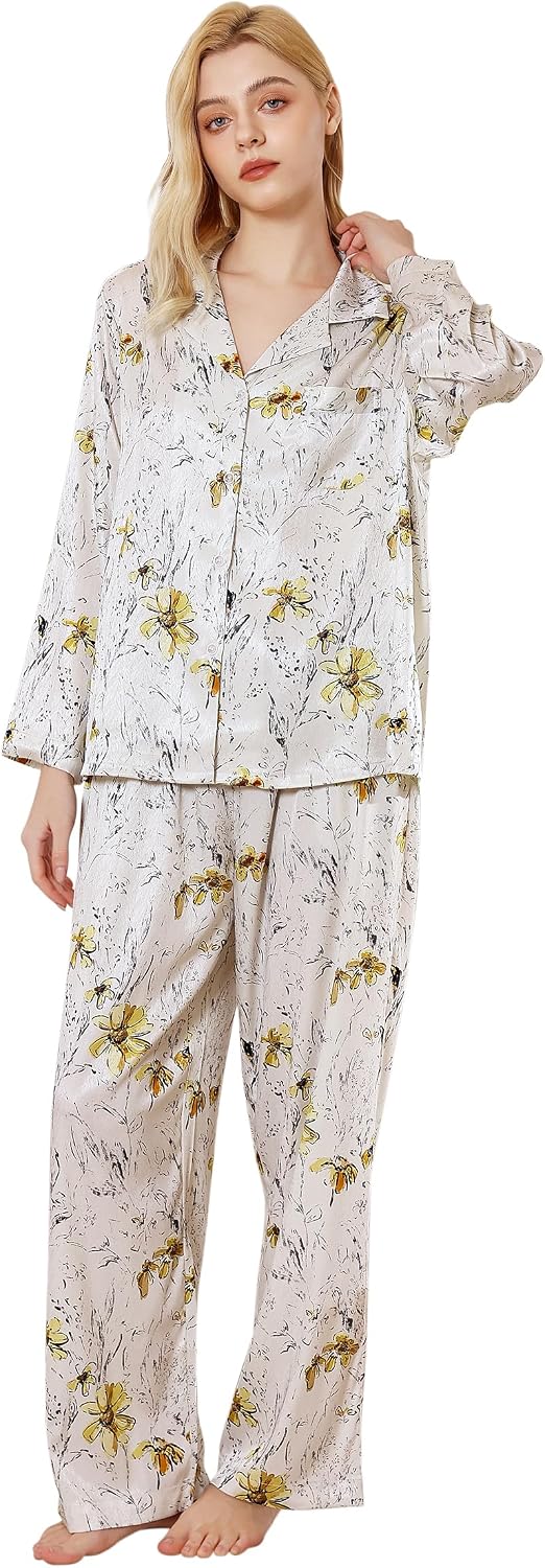 Women’s Satin Button Pajama Set