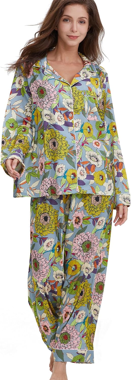Women’s Satin Button Pajama Set