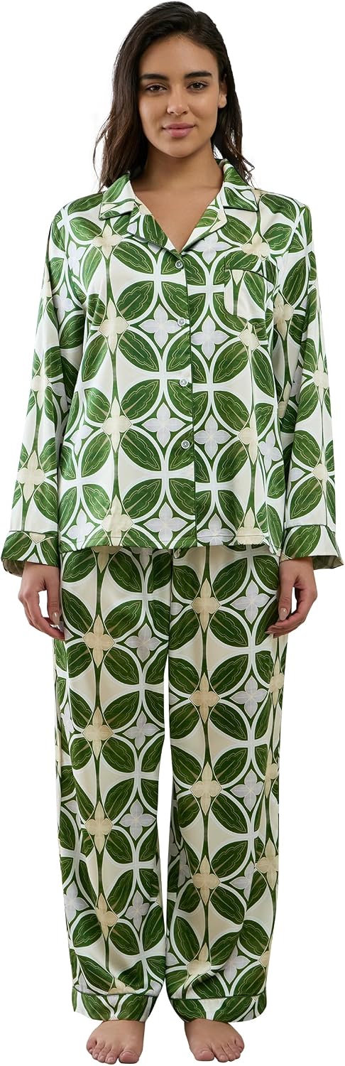 Women’s Satin Button Pajama Set