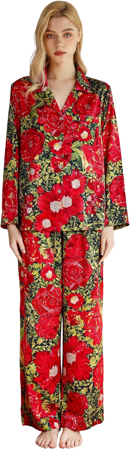 Women’s Satin Button Pajama Set